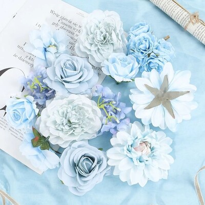 1 Τσάντα Μπλε Σειρά Τεχνητό Ροζ Λουλούδι Κεφάλι Μεταξωτό Ψεύτικα Λουλούδια Διακόσμηση Δωματίου Σπίτι Διακόσμηση Γάμου Δώρα DIY Αξεσουάρ