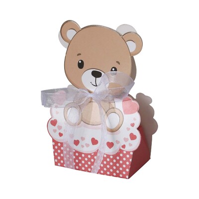 12 vnt. rožinės mėlynos spalvos meškiukų dėžutės, skirtos vaikų gimtadienio vakarėliui, dovanų dėžutės, skirtos gyvūnams, kūdikių vakarėliams, vakarėliams