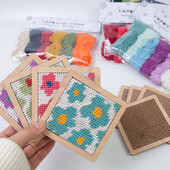 10x10cm 4 kom blok ploča za heklanje blok ploča Granny Square blok ploča s 1 set pređe za tapiserije za DIY pletenje heklanje