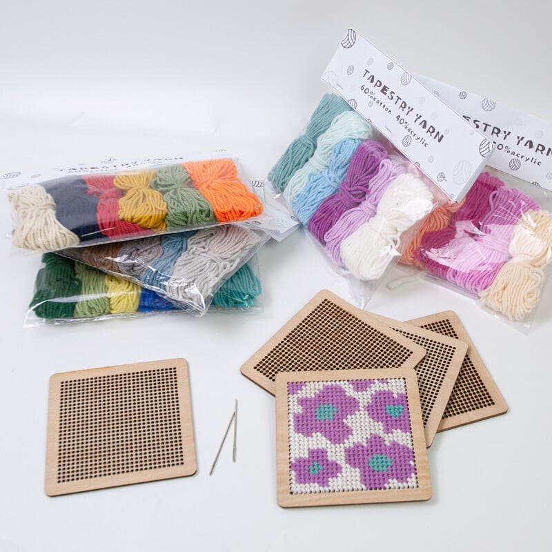 10x10cm 4 kom blok ploča za heklanje blok ploča Granny Square blok ploča s 1 set pređe za tapiserije za DIY pletenje heklanje