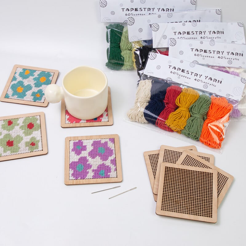 10x10cm 4 kom blok ploča za heklanje blok ploča Granny Square blok ploča s 1 set pređe za tapiserije za DIY pletenje heklanje