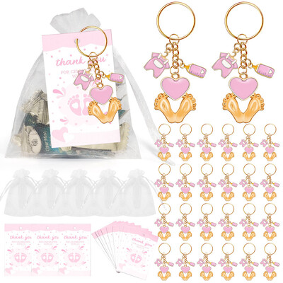 Favoruri pentru Baby Shower pentru copii Brelocuri de amprentă Cadouri cu saci de acadele pentru sticle Etichete de mulțumire pentru articole de petrecere pentru Baby Shower