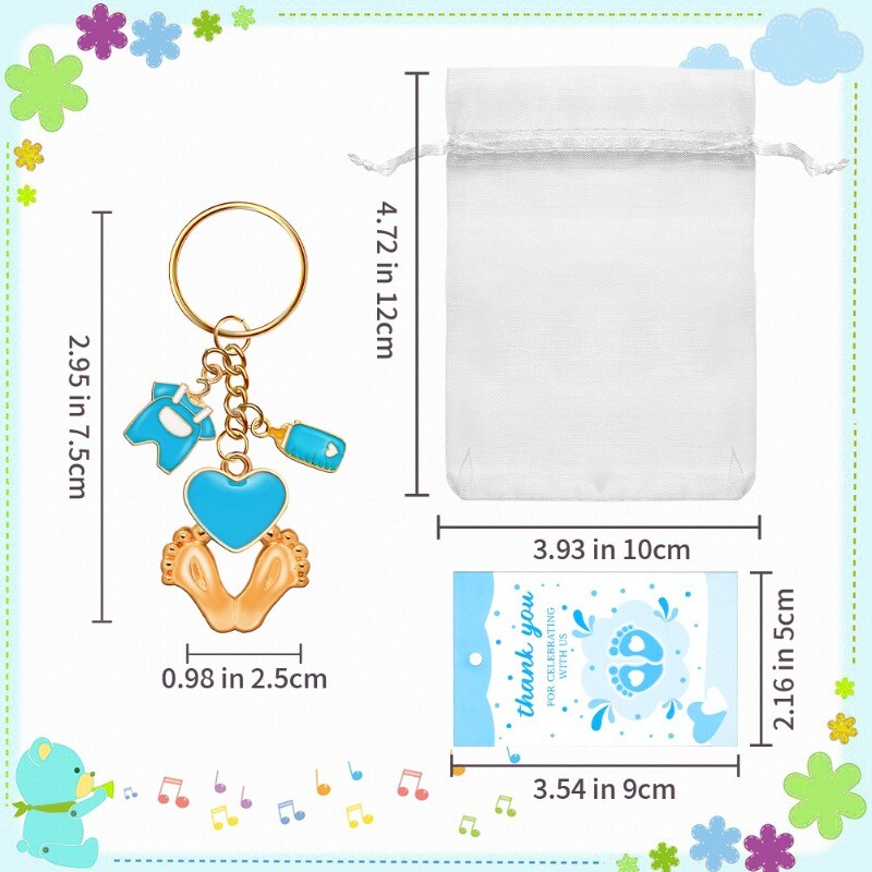Favoruri pentru Baby Shower pentru copii Brelocuri de amprentă Cadouri cu saci de acadele pentru sticle Etichete de mulțumire pentru articole de petrecere pentru Baby Shower