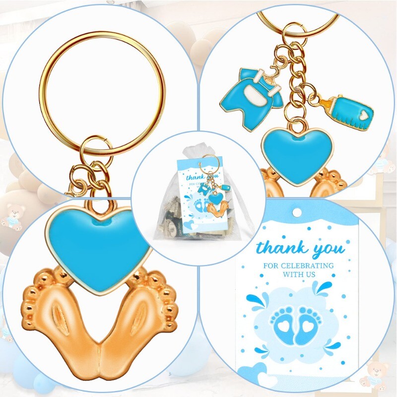 Favoruri pentru Baby Shower pentru copii Brelocuri de amprentă Cadouri cu saci de acadele pentru sticle Etichete de mulțumire pentru articole de petrecere pentru Baby Shower
