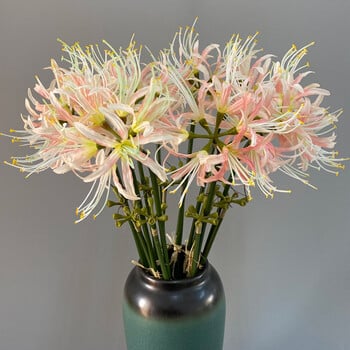 Τεχνητά λουλούδια Red Spider Lilies Silk Flowers Υπαίθρια ψεύτικα φυτά Πράσινο Διακόσμηση κήπου σπιτιού Higanbana Lycoris Bulbs