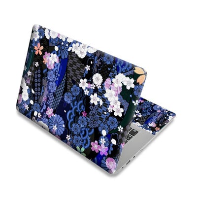 Autocolant universal pentru capac cu flori pentru laptop, piele pentru laptop, vinil, decorare DIY, 13,3"14"15,6"17,3" pentru Macbook/Lenovo/Asus/Hp/Acer