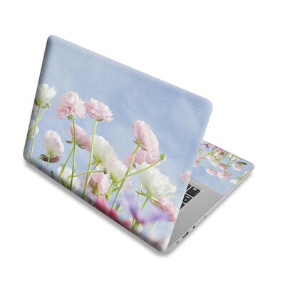 Autocolant universal pentru capac cu flori pentru laptop, piele pentru laptop, vinil, decorare DIY, 13,3"14"15,6"17,3" pentru Macbook/Lenovo/Asus/Hp/Acer