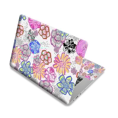 Autocolant universal pentru capac cu flori pentru laptop, piele pentru laptop, vinil, decorare DIY, 13,3"14"15,6"17,3" pentru Macbook/Lenovo/Asus/Hp/Acer