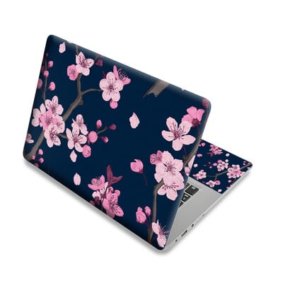 Autocolant universal pentru capac cu flori pentru laptop, piele pentru laptop, vinil, decorare DIY, 13,3"14"15,6"17,3" pentru Macbook/Lenovo/Asus/Hp/Acer