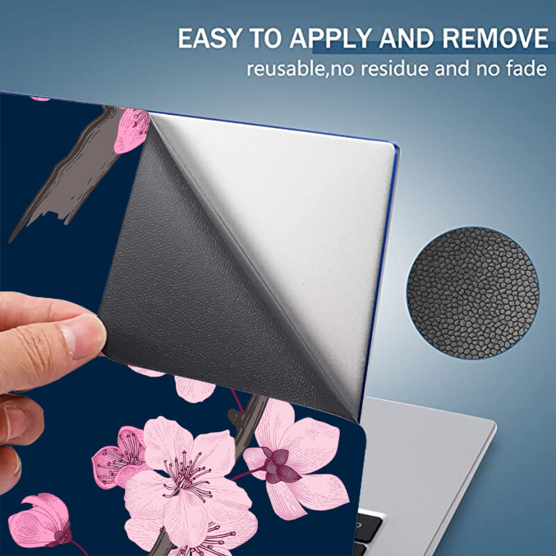 Autocolant universal pentru capac cu flori pentru laptop, piele pentru laptop, vinil, decorare DIY, 13,3"14"15,6"17,3" pentru Macbook/Lenovo/Asus/Hp/Acer