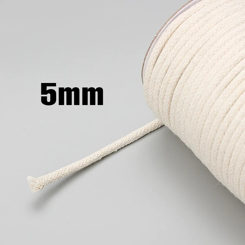 5 mm čiernobiele bavlnené lano, ručne tkané gobelínové lano, balenie, závesné lano Zongzi, bavlnená niť 46 m