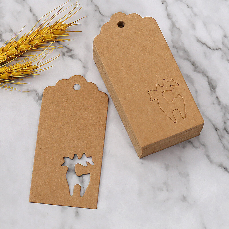 50db Vágott szarvasfa hó papír címkék karácsonyi ajándék címke cukorka süti táska dobozos akasztós címkék karácsonyi dekorációs kellékekhez
