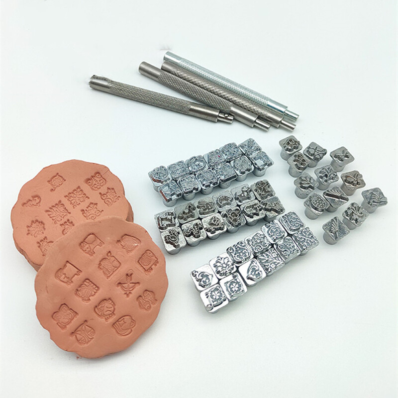 Грънчарски печат Керамична резба Печатащ инструмент Релефен текстурен блок с флорални мотиви за моделиране на полимерна глина Релефно изработване Доп.