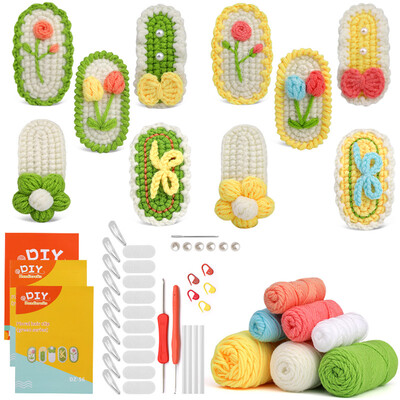 IMZAY Nefinisat 10 buc agrafe de tricotat Pachet de materiale agrafe de păr Set croșetat cu tutoriale video pentru începători de bricolaj