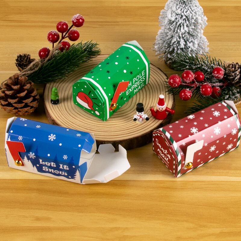 6/12/24 db Karácsonyi postaláda alakú ajándékdoboz Karácsonyi cukorka süti uzsonna csomagolódoboz táska gyerekajándékok 2024 karácsonyi lakberendezési újév