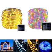 1 balenie solárnych LED svetiel do exteriéru, záhrady, vianočnej dekorácie, girlandy, vianočné solárne lano, svetelná šnúrka, rozprávkový pásik 32m/22m/12m/7m