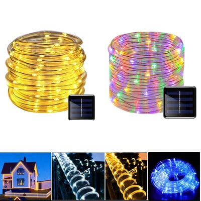 1Πακέτο Solar Led Light Χριστουγεννιάτικη διακόσμηση κήπου εξωτερικού χώρου Χριστουγεννιάτικη γιρλάντα Xmas Solar Rope String Light Fairy Strip 32m/22m/12m/7m