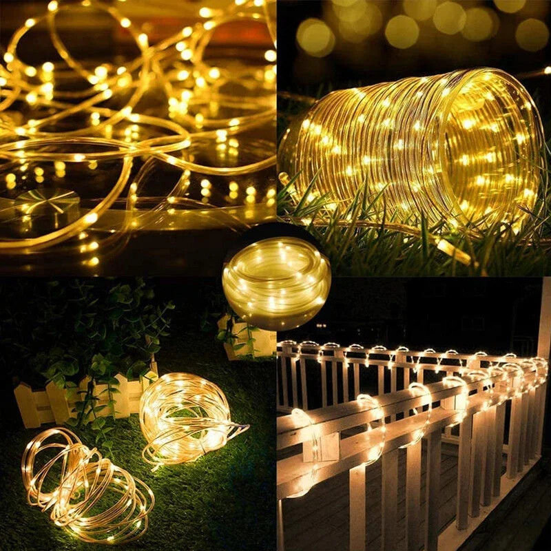 1 balenie solárnych LED svetiel do exteriéru, záhrady, vianočnej dekorácie, girlandy, vianočné solárne lano, svetelná šnúrka, rozprávkový pásik 32m/22m/12m/7m