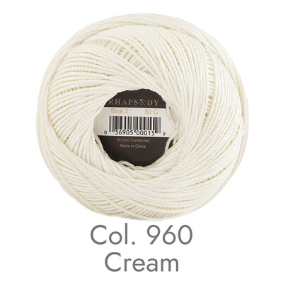 „Rhapsody Pearl“ medvilnė, 3 dydis, egiptietiškos medvilnės nėrimo siūlai margas „pasidaryk pats“ mezgimas, dvigubas merserizuotas, 50 g, 120 yds