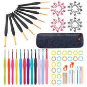 MIUSIE set kukica za kukičanje Set igala za pletenje s gumenom drškom Set alata za šivanje za kućnu upotrebu DTY Craft Case Set za heklanje Alati za šivanje za tkanje