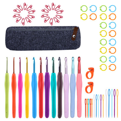 MIUSIE set kukica za kukičanje Set igala za pletenje s gumenom drškom Set alata za šivanje za kućnu upotrebu DTY Craft Case Set za heklanje Alati za šivanje za tkanje