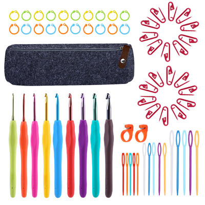 MIUSIE set kukica za kukičanje Set igala za pletenje s gumenom drškom Set alata za šivanje za kućnu upotrebu DTY Craft Case Set za heklanje Alati za šivanje za tkanje