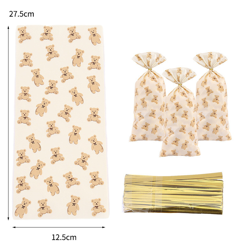 50/25 бр. Сладко мече Подарък Торбичка за бонбони Пластмасови торбички за опаковане на бисквитки Сувенири за парти за бебе Декорация за рожден ден на деца