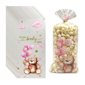 50 komada ružičasto plavi medvjed Poklon vrećica za slatkiše Plastične vrećice za pakiranje kolačića i grickalica Pokloni za tuširanje djeteta Potrepštine za dekoraciju dječjih rođendana