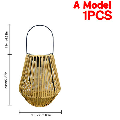 Rattan bambusz lámpa IP65 vízálló függő/álló rattan napelemes lámpás kívül, nagy rattan napelemes lámpa az erkélyre, teraszra