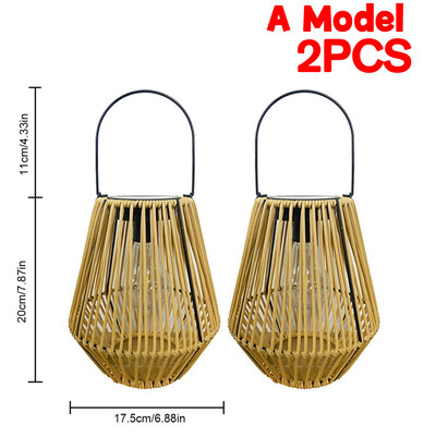 Rattan bambusz lámpa IP65 vízálló függő/álló rattan napelemes lámpás kívül, nagy rattan napelemes lámpa az erkélyre, teraszra