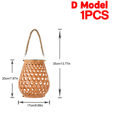 Rattan bambusz lámpa IP65 vízálló függő/álló rattan napelemes lámpás kívül, nagy rattan napelemes lámpa az erkélyre, teraszra