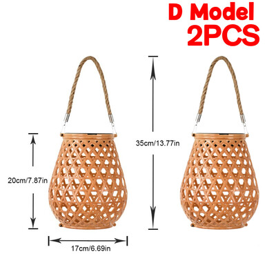 Rattan bambusz lámpa IP65 vízálló függő/álló rattan napelemes lámpás kívül, nagy rattan napelemes lámpa az erkélyre, teraszra