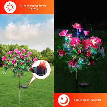 LED Solar Azalea Flowers Φωτιστικό κήπου Διακοσμητικό Φως Εξωτερικού τοπίου Φωτιστικό Αυλή γκαζόν μονοπάτι Γιορτινά φώτα γάμου