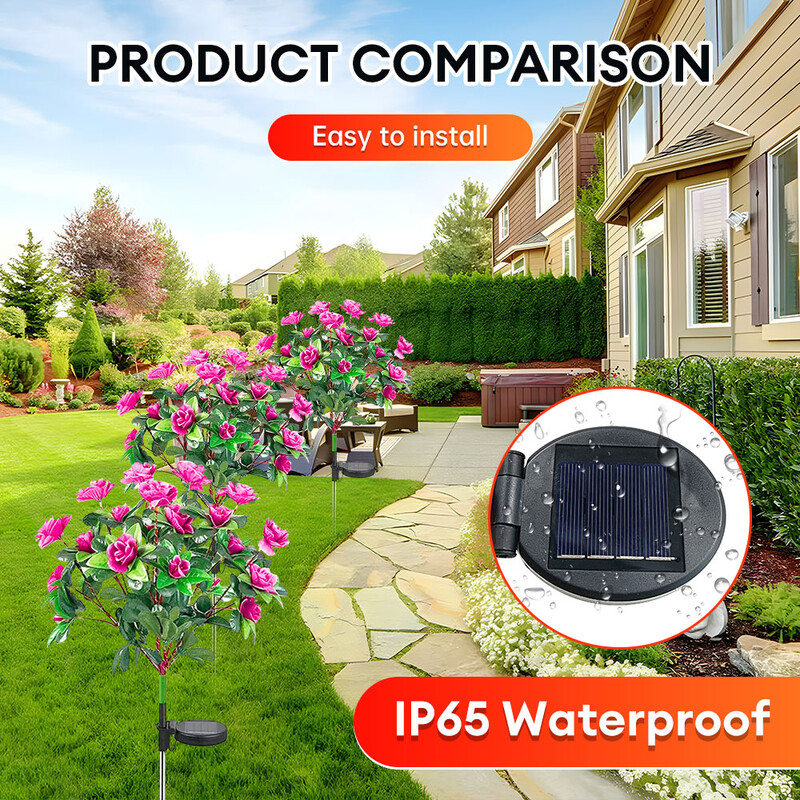 LED napelemes azálea virágok kerti lámpa otthoni dekorációs lámpa kültéri táj Lámpaudvar gyep ösvény Ünnepi esküvői fények