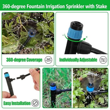 360 Degrees Garden Micro Drip Irrigation Περιστρεφόμενο ακροφύσιο σκόνης ψεκαστήρας ψεκαστήρας Χρήση για 1/4\