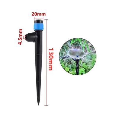 360 Degrees Garden Micro Drip Irrigation Περιστρεφόμενο ακροφύσιο σκόνης ψεκαστήρας ψεκαστήρας Χρήση για 1/4" Σύστημα ποτίσματος λάστιχου κήπου 20 τμχ