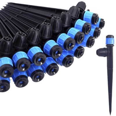 360 Degrees Garden Micro Drip Irrigation Περιστρεφόμενο ακροφύσιο σκόνης ψεκαστήρας ψεκαστήρας Χρήση για 1/4" Σύστημα ποτίσματος λάστιχου κήπου 20 τμχ
