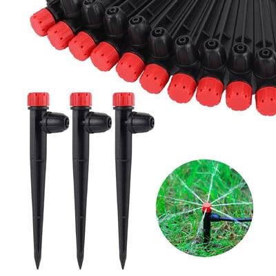 360 Degrees Garden Micro Drip Irrigation Περιστρεφόμενο ακροφύσιο σκόνης ψεκαστήρας ψεκαστήρας Χρήση για 1/4" Σύστημα ποτίσματος λάστιχου κήπου 20 τμχ