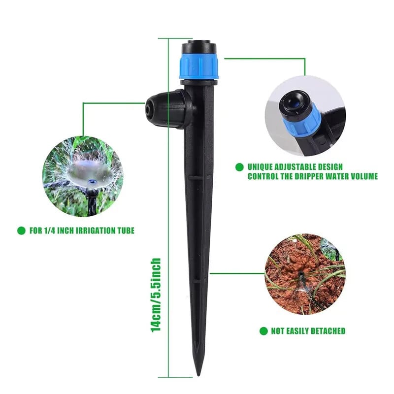 360 Degrees Garden Micro Drip Irrigation Περιστρεφόμενο ακροφύσιο σκόνης ψεκαστήρας ψεκαστήρας Χρήση για 1/4" Σύστημα ποτίσματος λάστιχου κήπου 20 τμχ