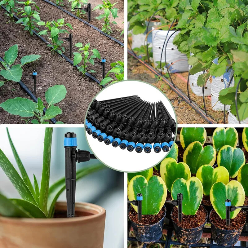 360 Degrees Garden Micro Drip Irrigation Περιστρεφόμενο ακροφύσιο σκόνης ψεκαστήρας ψεκαστήρας Χρήση για 1/4" Σύστημα ποτίσματος λάστιχου κήπου 20 τμχ