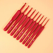 1 db piros horgolótű szilikon fogantyú alumínium kézi kötőtű horgolás szövés kézműves kampók 2/2.5/3/3.5/4/4.5/5/5.5/6mm