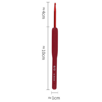 1 db piros horgolótű szilikon fogantyú alumínium kézi kötőtű horgolás szövés kézműves kampók 2/2.5/3/3.5/4/4.5/5/5.5/6mm