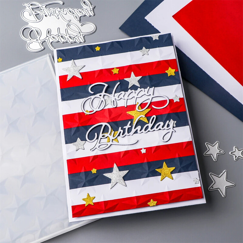 Reljeefsete tähtede vigurlogo taustaga 3D reljeefne kaust isetegemiseks väljalõigete tegemiseks Tekstuuri lisamine paberist käsitöökaardi šabloon2024 Uus