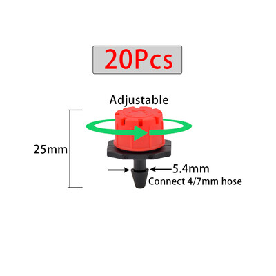 20 ks zavlažovacích kvapiek, vkladanie do zeme 4/7 mm hadice, záhradný zavlažovací vírový zavlažovací systém