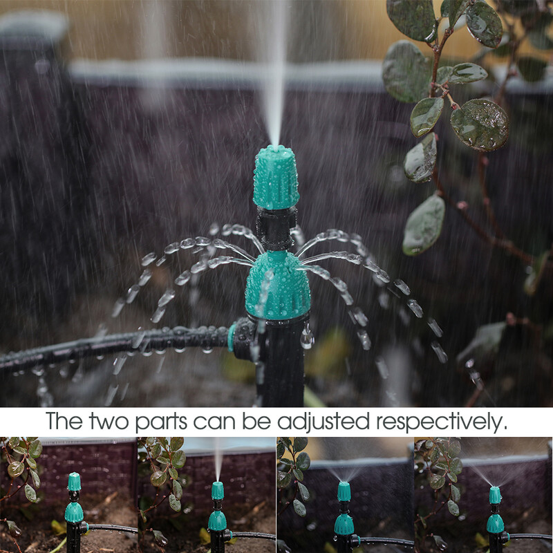5 bucăți 195 mm emițător de picurare duză de aburire 2-IN-1 sistem de irigare cu debit de apă reglabil Conector cu împingere rapidă pentru furtun de 1/4 inchi