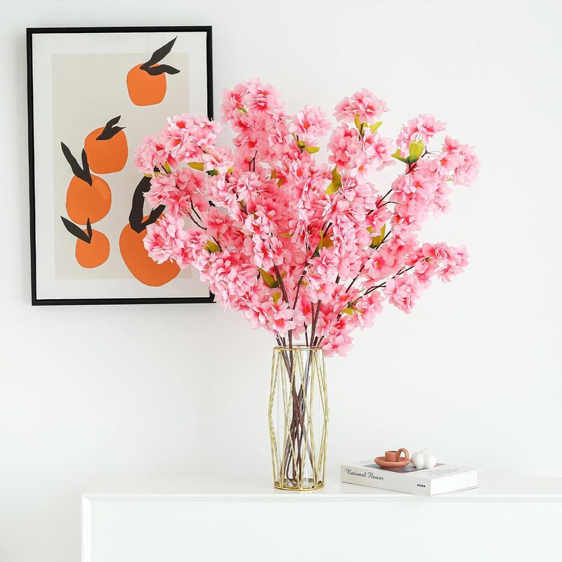 Sakura dirbtinių gėlių puokštė sodo vakarėliui vestuvių vedybų dekoravimui namų kambario dekoras netikros gėlės stalo vazos ornamentas
