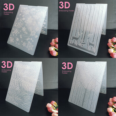 AZSG Božićni novi dolazak 3D ploče za utiskivanje lišća Dizajn DIY matrice za rezanje papira Scrapbooking Plastični preklop za utiskivanje