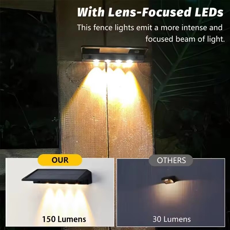 Napkerítés lámpa, kültéri vízálló lámpa, napelemes fali terasz udvari terasz korlát díszlámpa