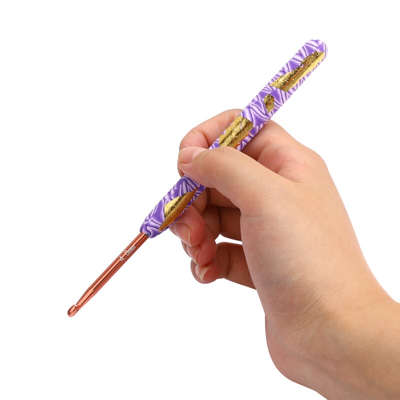 Karšta nauja 10 vnt rožinio aukso spalvos nėrimo kabliukų rinkinys aliuminio mezgimo adatos polimero molio nėrimo adatos siuvimo priedai Dovana