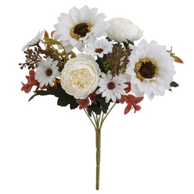 1/4 db Napraforgó bazsarózsa Művirág őszi nyári dekoráció, őszi hamis virágok selyem mű napraforgó csokor